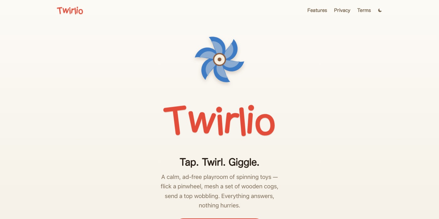 Twirlio — a calm, ad-free playroom of spinning toys for young children